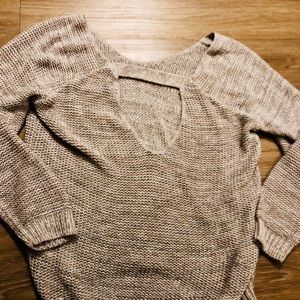 Susina grey cozy sweater with open back